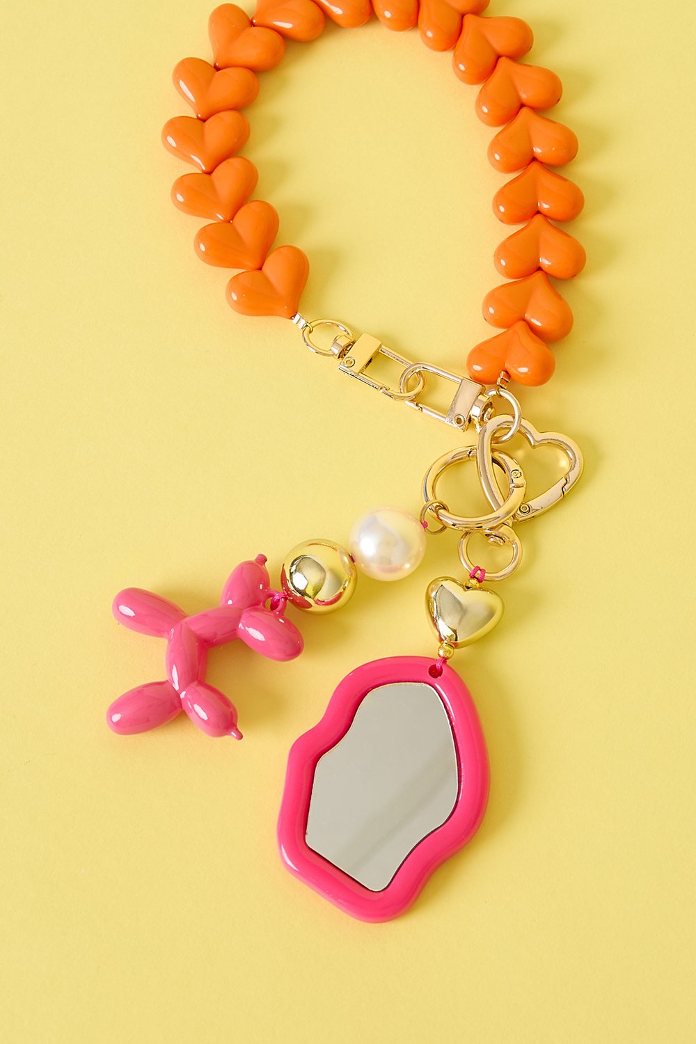 Cute Irregular Mirror Bag Charm with Heart Detail Picture2