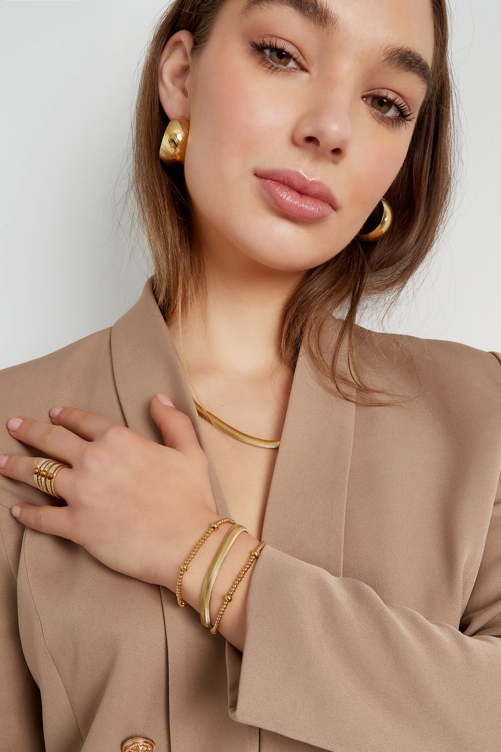 Armband Beady Goud kleur Stainless Steel Afbeelding2