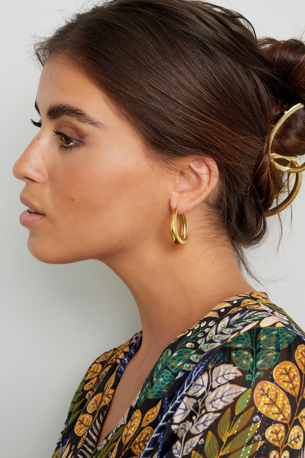 Earrings classy oval - Gold Color Stainless Steel Picture3