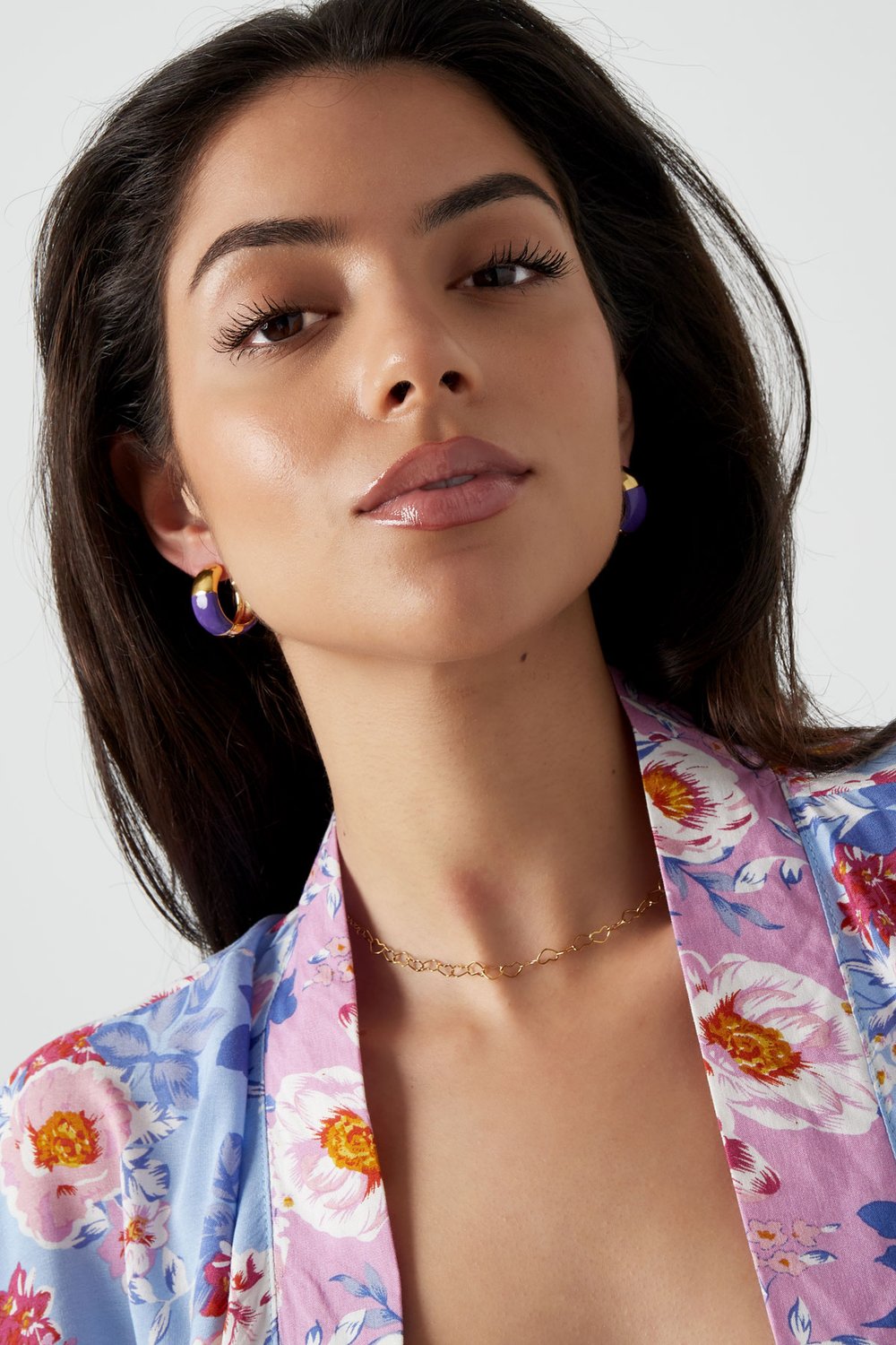 Earrings half colored - Purple Stainless Steel Picture2