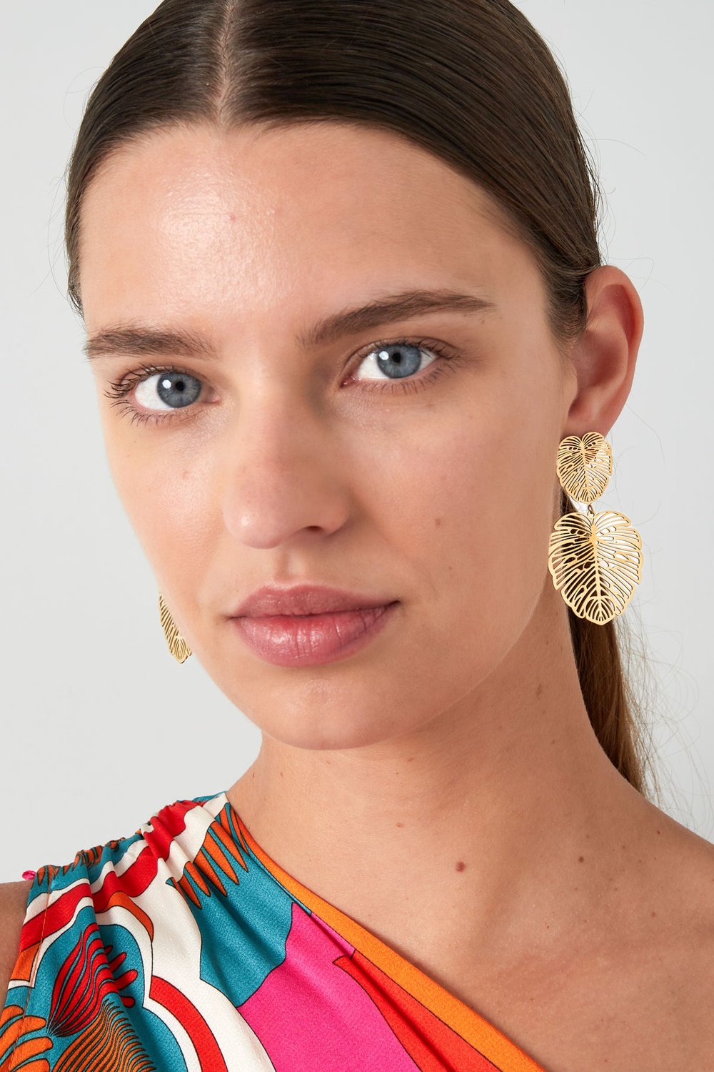 orecchini foglia & foglia - acciaio inossidabile colore oro Immagine2