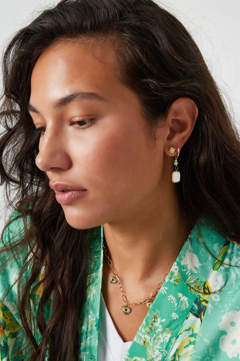 earrings with beads and square pendant blue Picture4