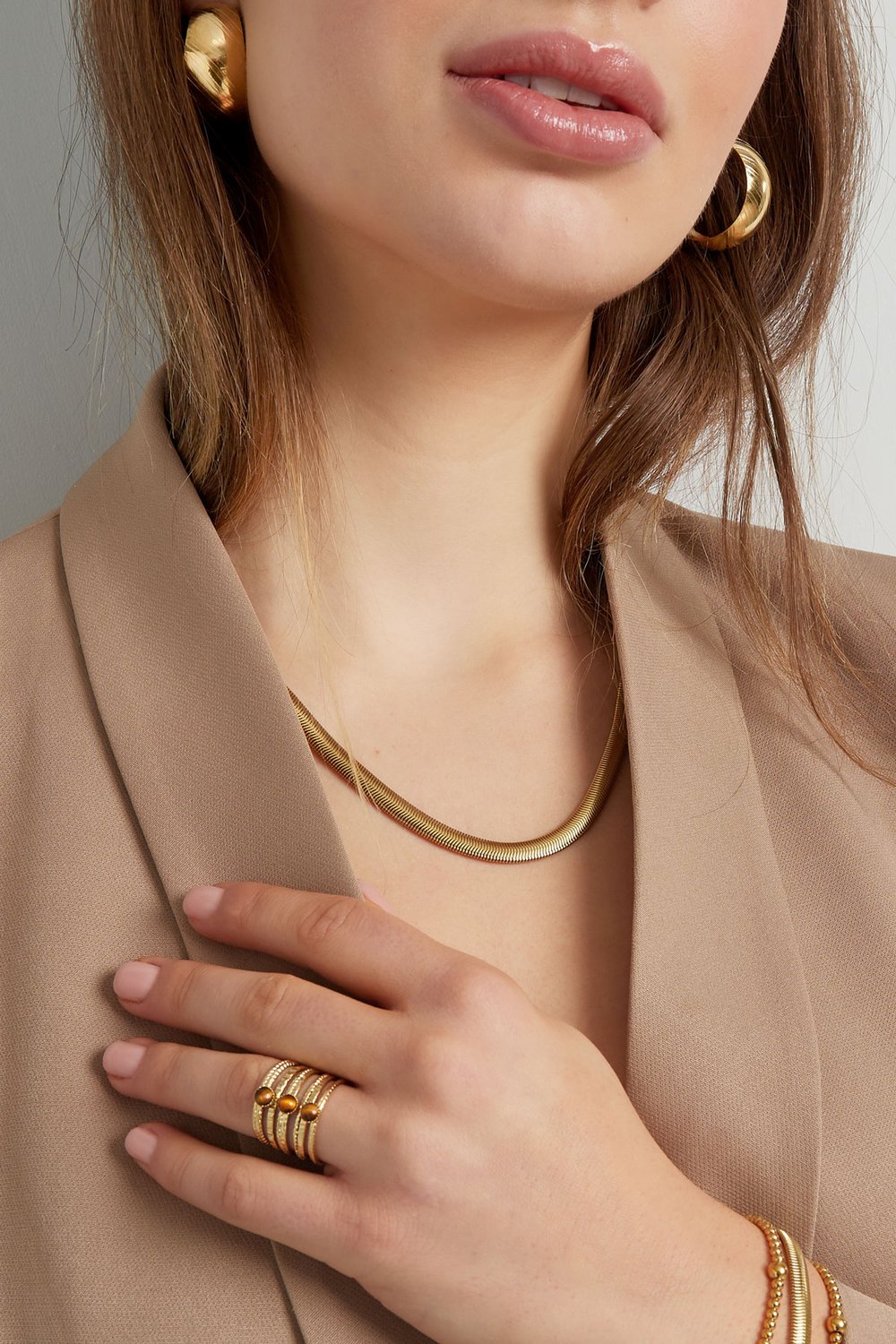 Ring three-layer stone - Gold color/green h5Picture2