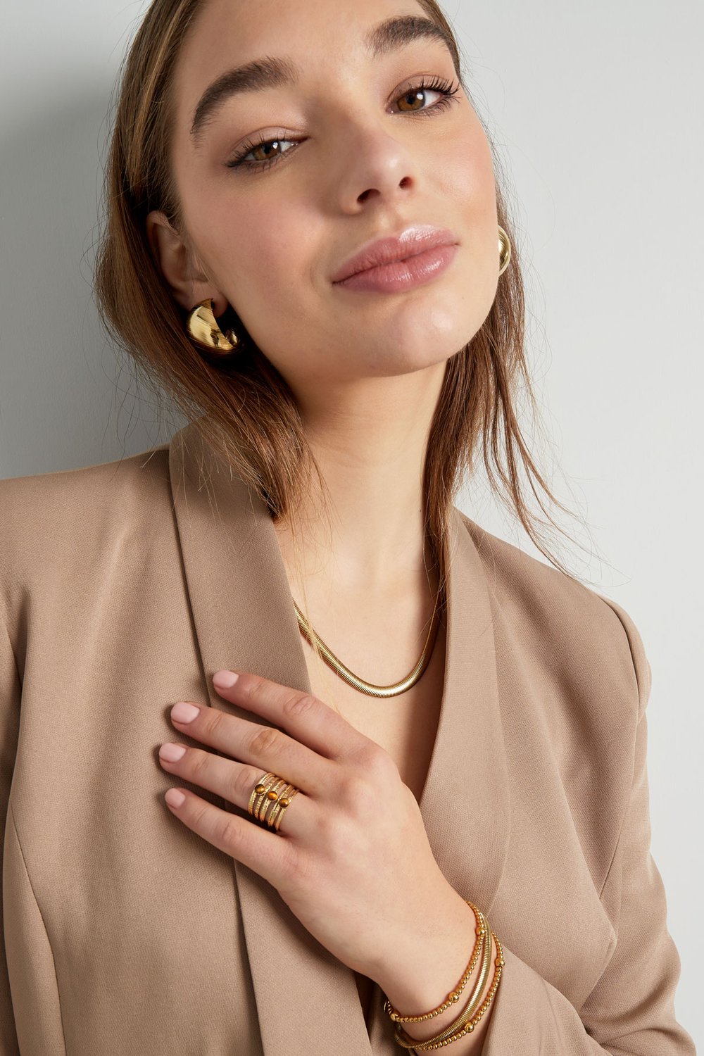 Ring three-layer stone - Gold color/green h5Picture4