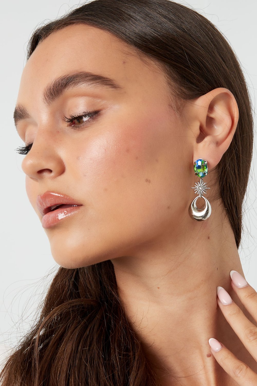 Earrings charms with glass bead - Gold Color Stainless Steel h5Picture4