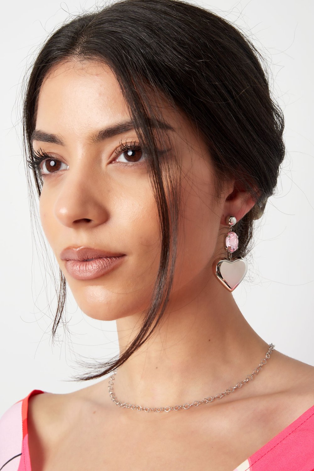 Earrings heart with stone - Gold color/blue Stainless Steel h5Picture2