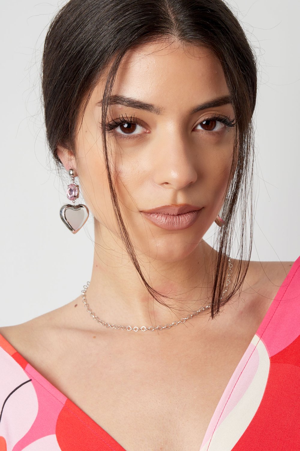 Earrings heart with stone - Gold color/blue Stainless Steel h5Picture4