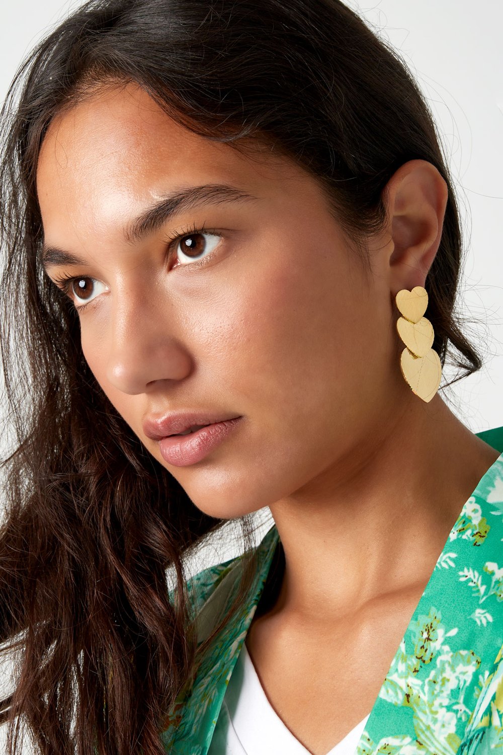 orecchini 3 volte cuore - acciaio inossidabile color colore oro h5Immagine4