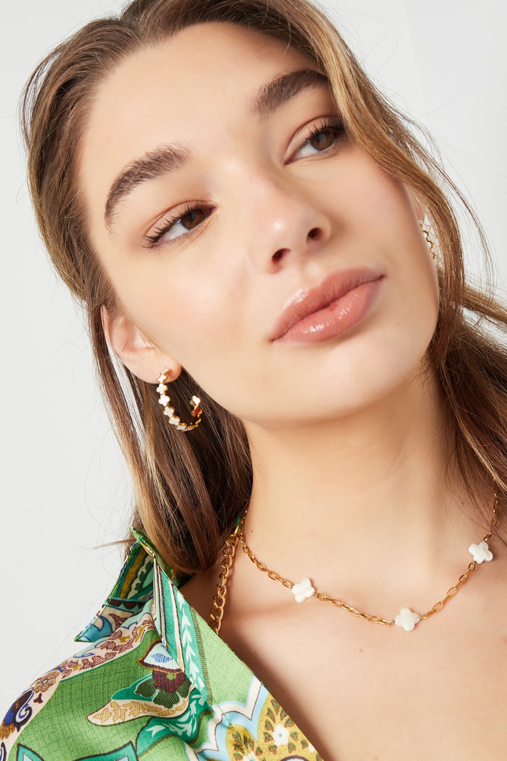 Ear studs clover - Silver color/white Stainless Steel h5Picture4