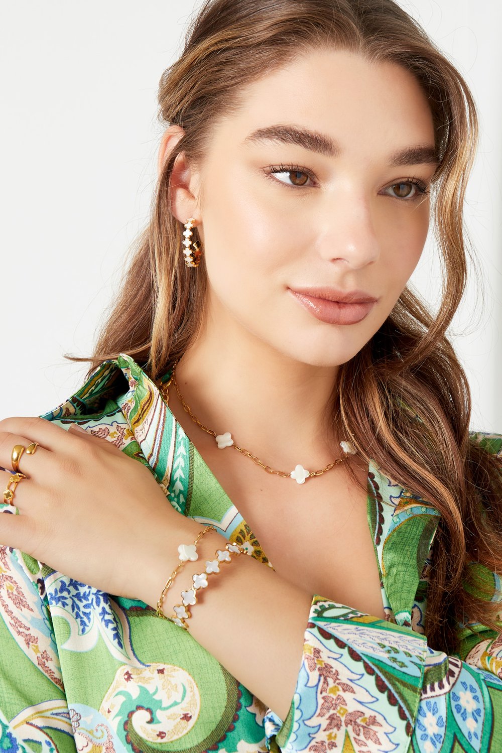 Yonca bileklik - altın/beyaz Gold Stainless Steel h5Resim3