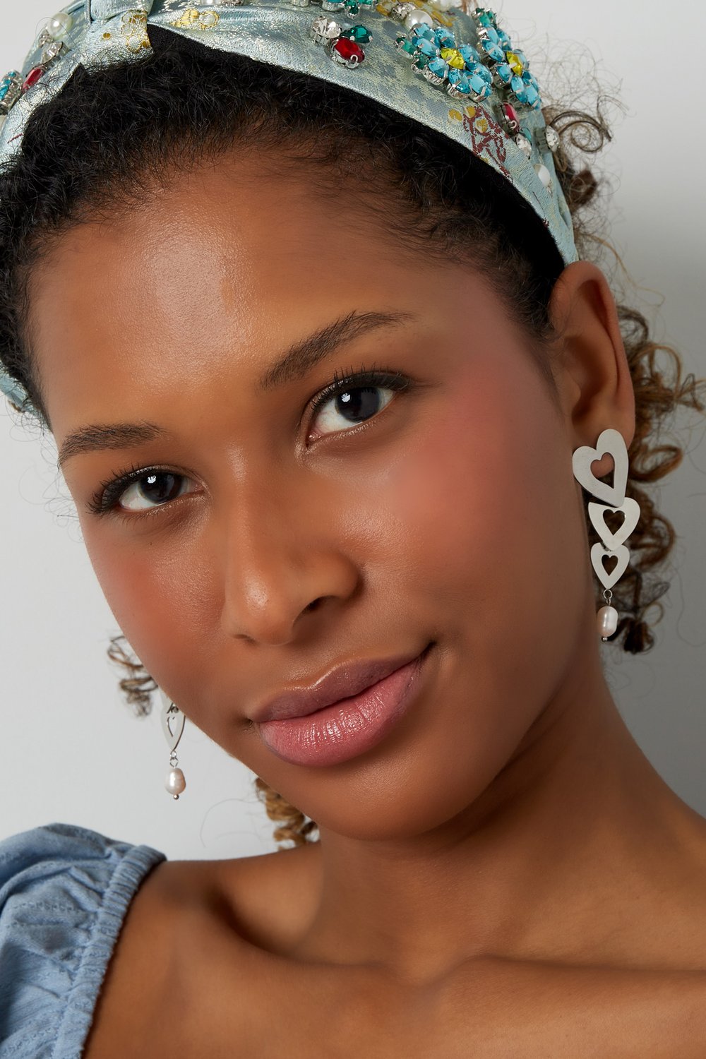 Ohrringe 3 Herzen mit Perle - goldener Edelstahl h5Bild4