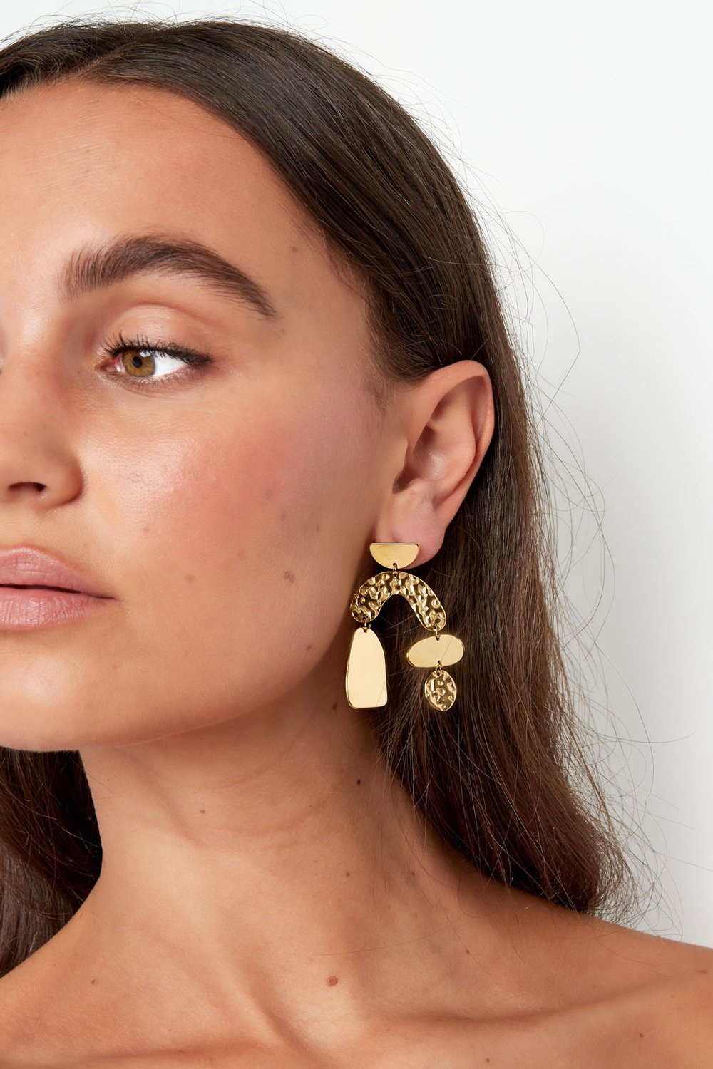 Statement-Ohrringe asymmetrisch - silberfarbener Edelstahl h5Bild3