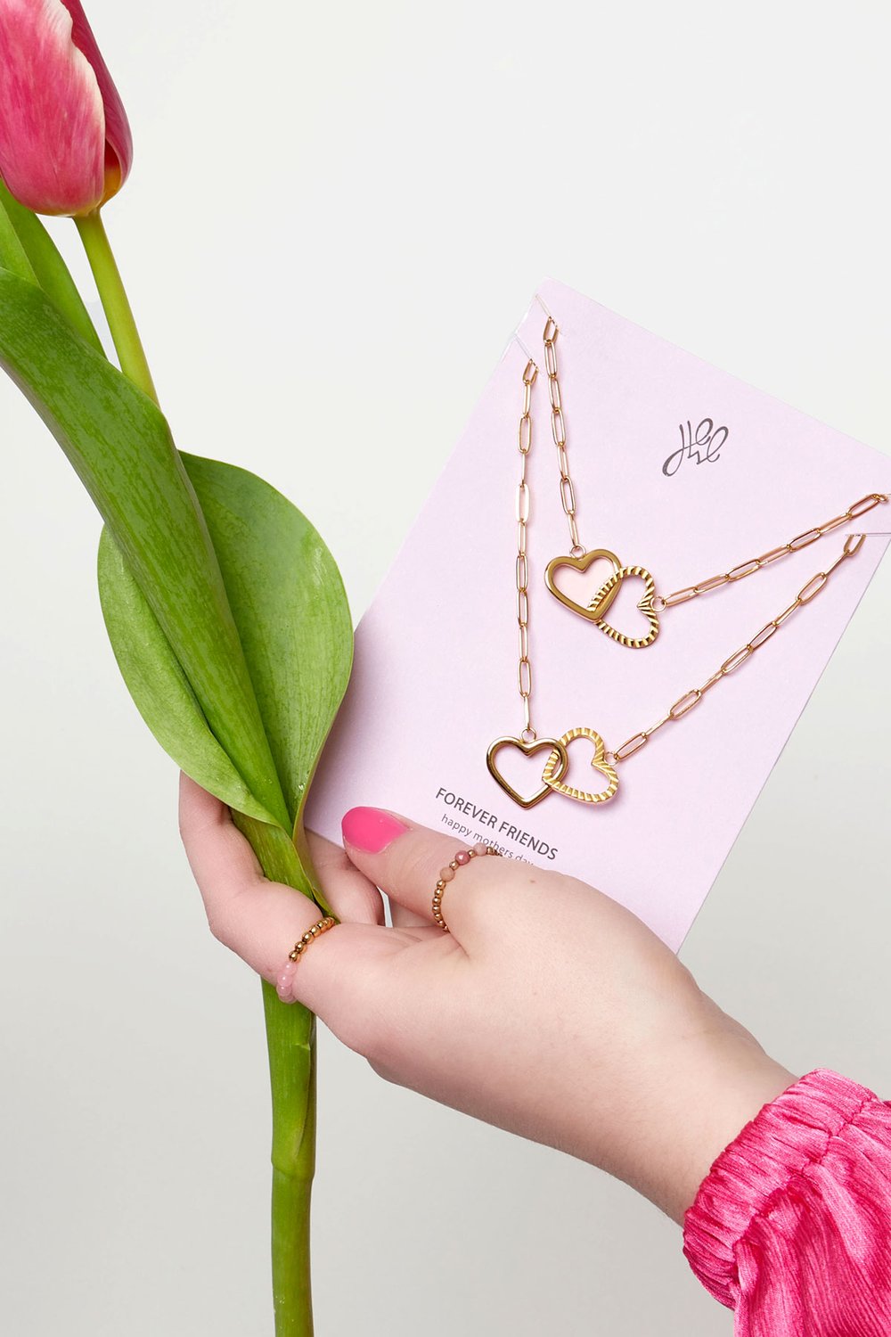 set bracciali collegati cuore - festa della mamma - acciaio inossidabile colore oro h5Immagine2