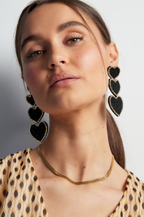 Ohrringe Perlen 3 x Herz - beige Glas Bild3