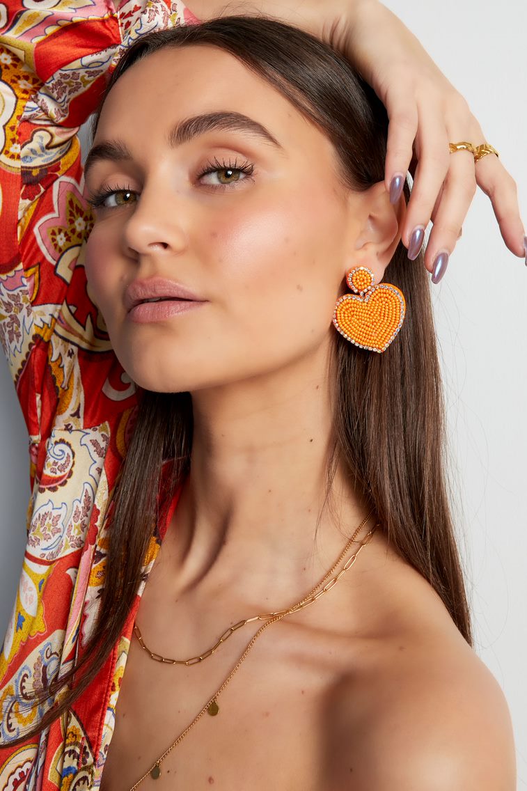 Orecchini perline cuore e cerchio - rosa chiaro Pink Glass h5Immagine2