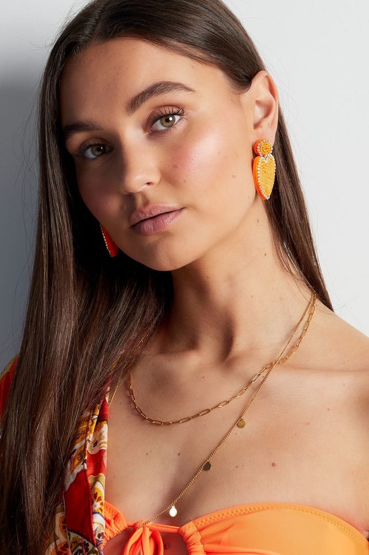 Orecchini perline cuore e cerchio - rosa chiaro Pink Glass h5Immagine3