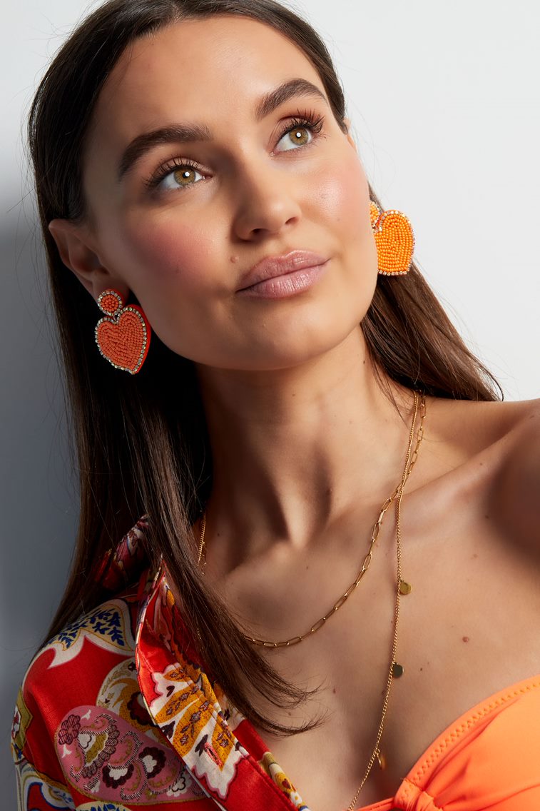 Orecchini perline cuore e cerchio - rosa chiaro Pink Glass h5Immagine4