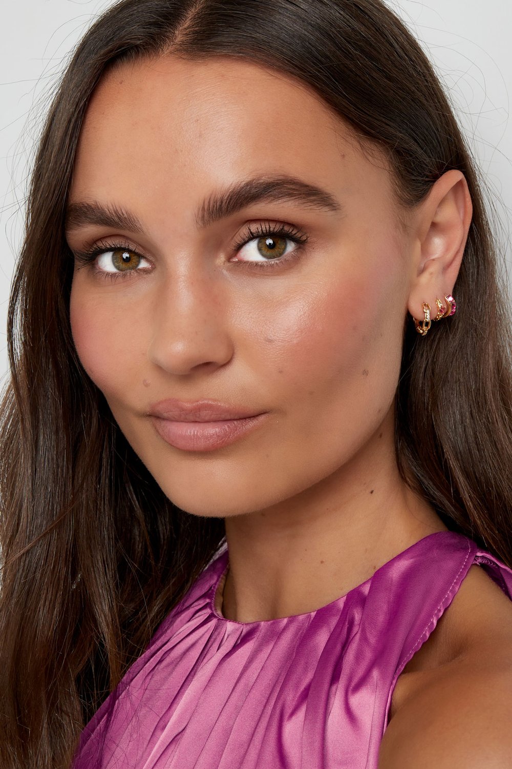 Earrings links with zircon - silver color Copper h5Picture4