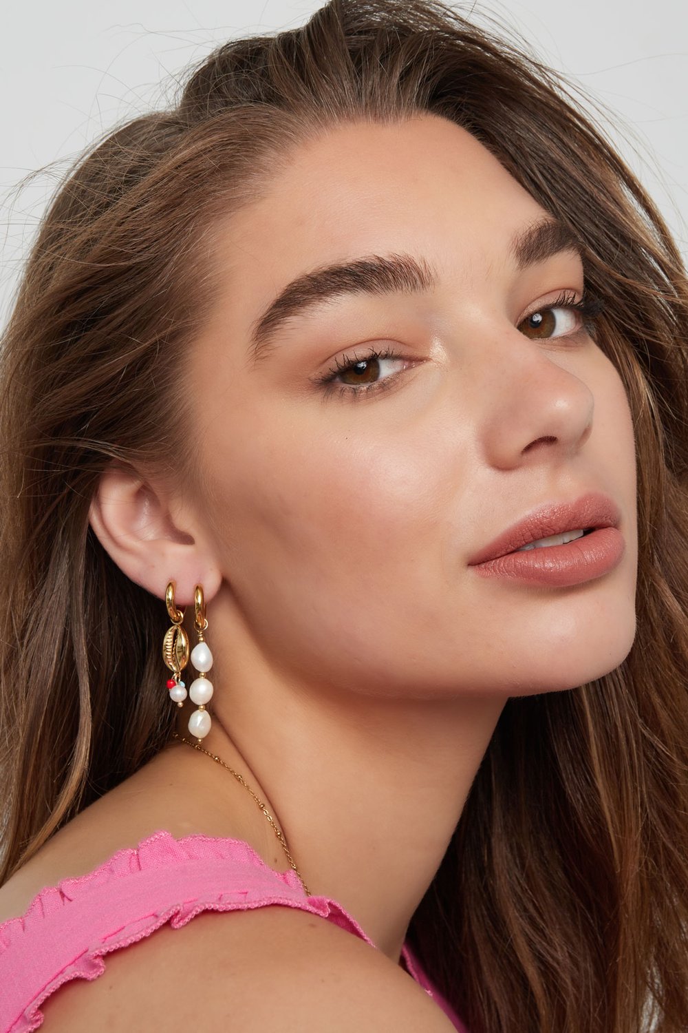 orecchini conchiglia con perline - acciaio inossidabile color colore oro h5Immagine4