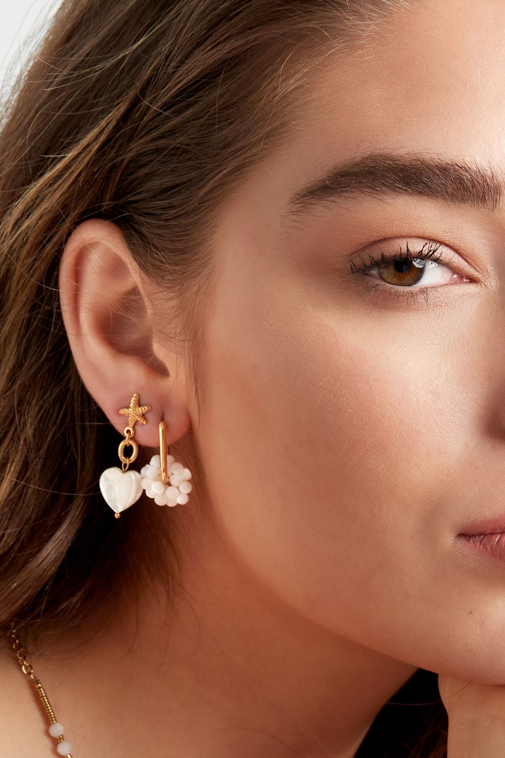 Earrings starfish with heart - Gold Color Stainless Steel h5Picture3