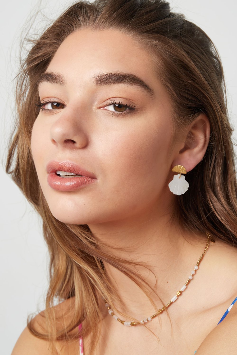 Deniz kabuğu asimetrik şekilli küpeler - altın rengi Paslanmaz Çelik h5Resim4