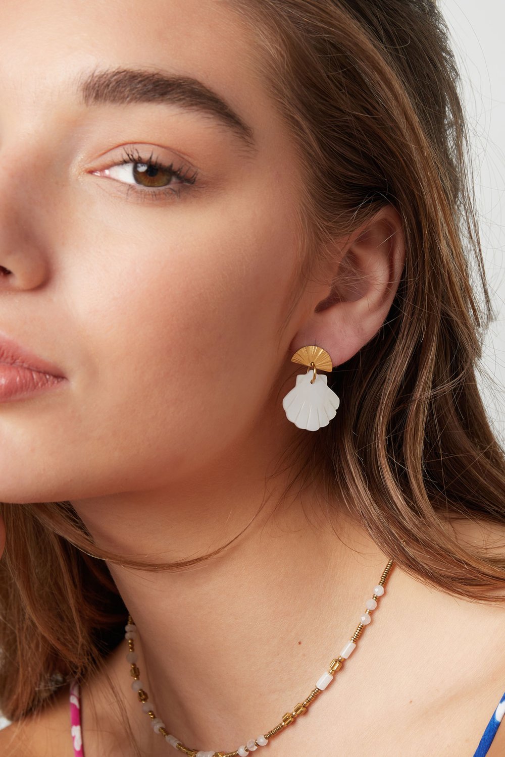 Deniz kabuğu asimetrik şekilli küpeler - altın rengi Paslanmaz Çelik h5Resim3