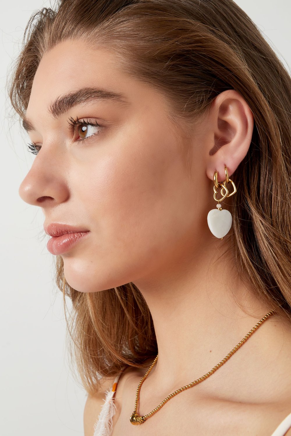 Earrings 2 times heart - Gold Color Stainless Steel h5Picture2