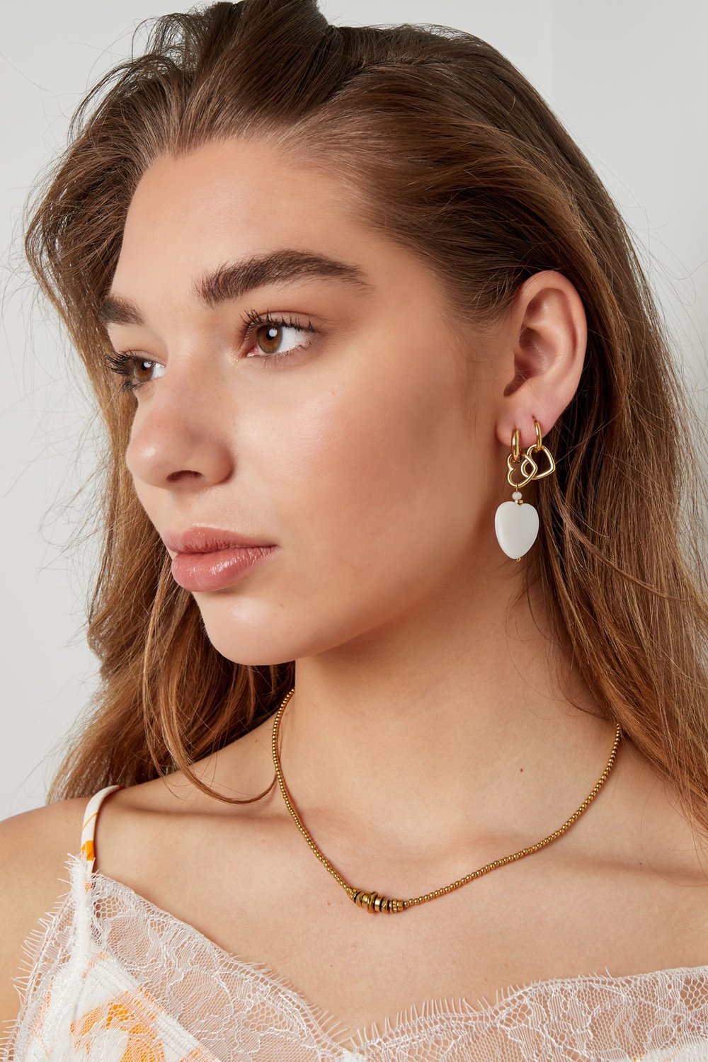 Earrings 2 times heart - Gold Color Stainless Steel h5Picture4