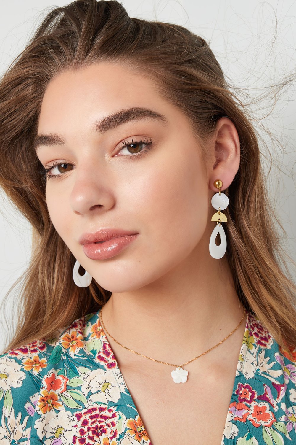 Statement earrings pendants with seashell - Gold Color Stainless Steel h5Picture4