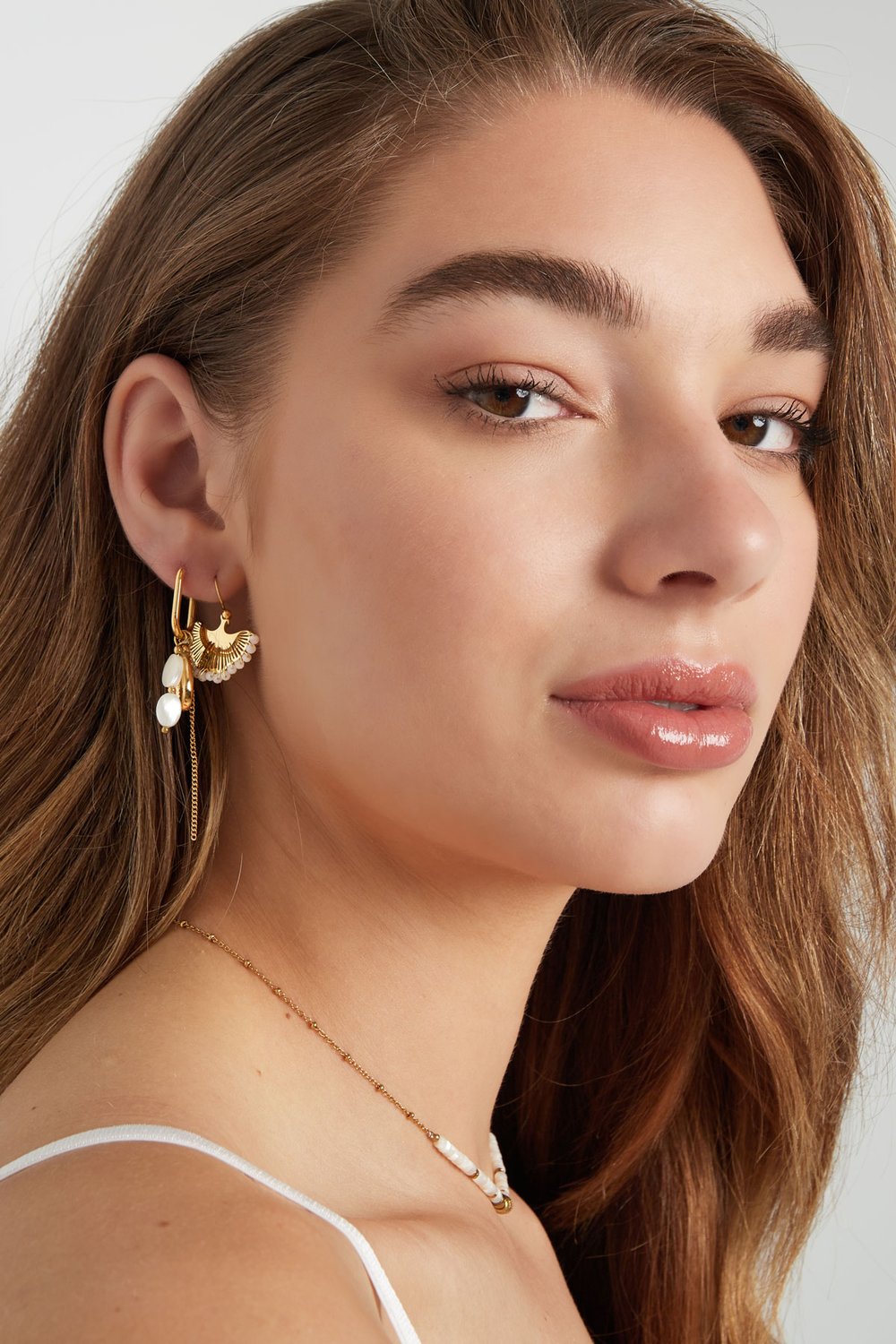 orecchini allungati con ciondoli - acciaio inossidabile color colore oro h5Immagine2