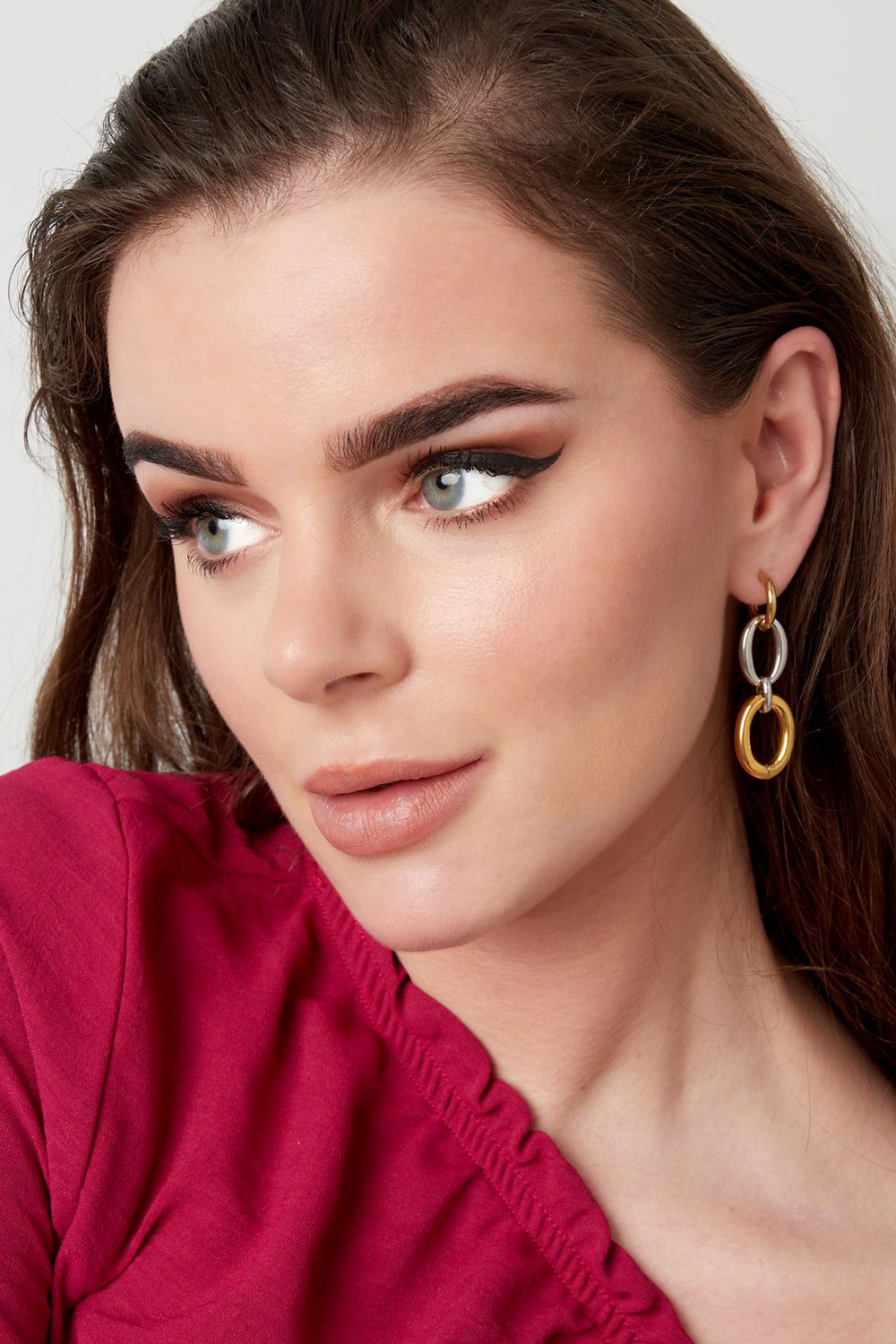 Earrings basic links - Silver Color color h5Picture4