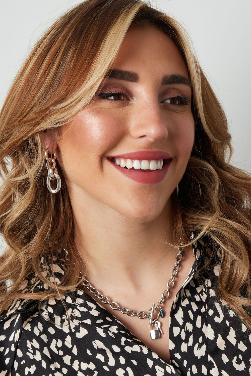 Earrings four links - silver/Gold color h5Picture4