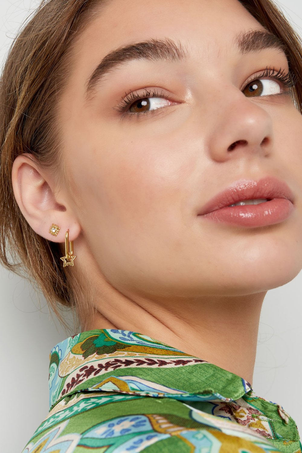 Earrings elongated with star - silver color Stainless Steel h5Picture2