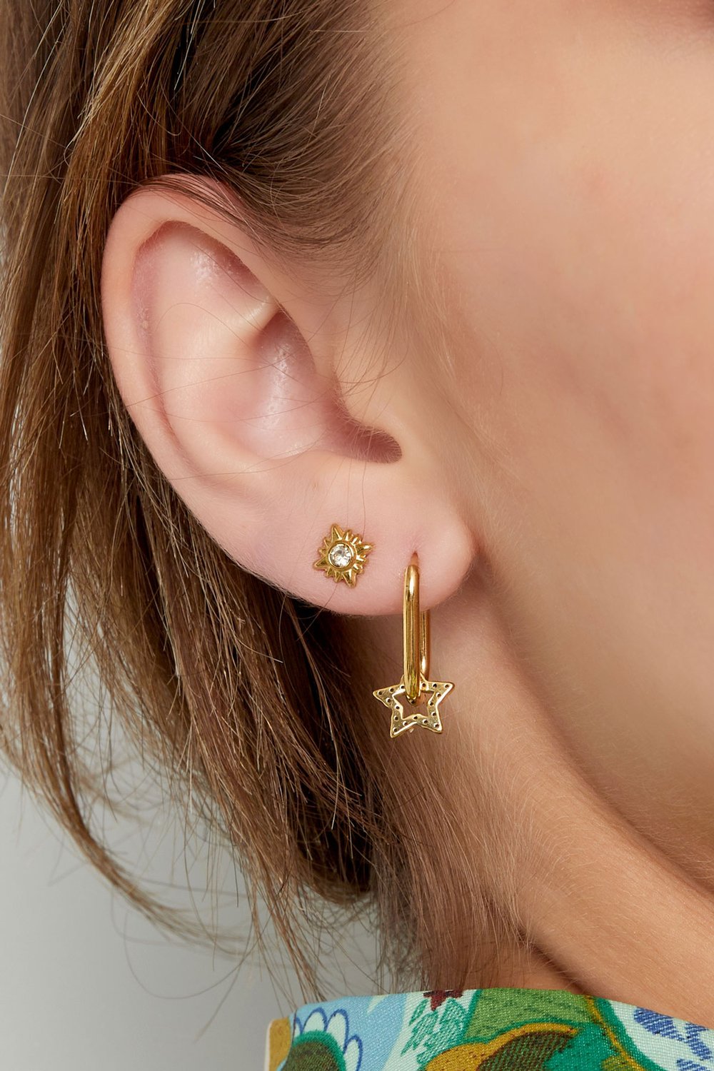 Earrings elongated with star - silver color Stainless Steel h5Picture4