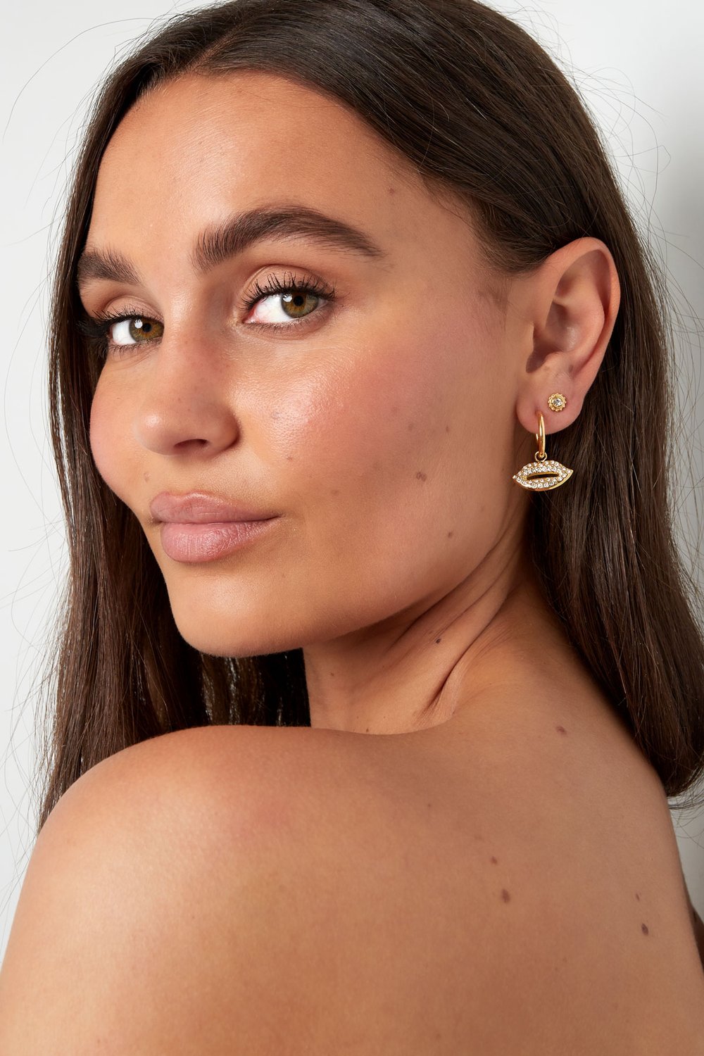 Earrings lips charm - Gold Color Stainless Steel h5Picture2