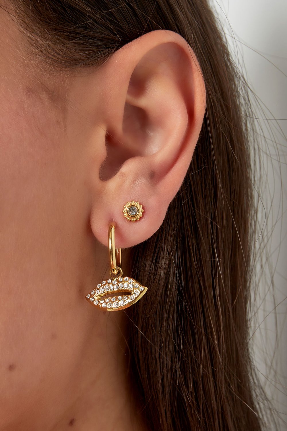 Earrings lips charm - Gold Color Stainless Steel h5Picture3