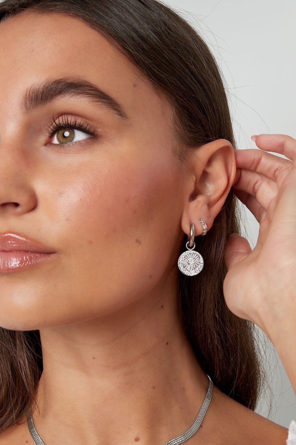 Earrings eye coin - Gold Color Stainless Steel Picture3