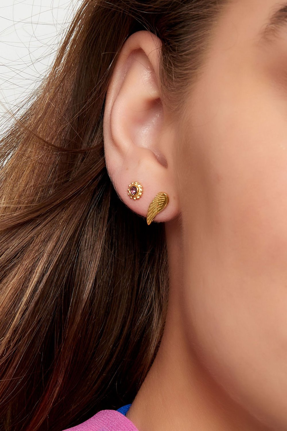 Boucles d'oreilles Clous Ailes - Doré Acier Inoxydable h5Image3