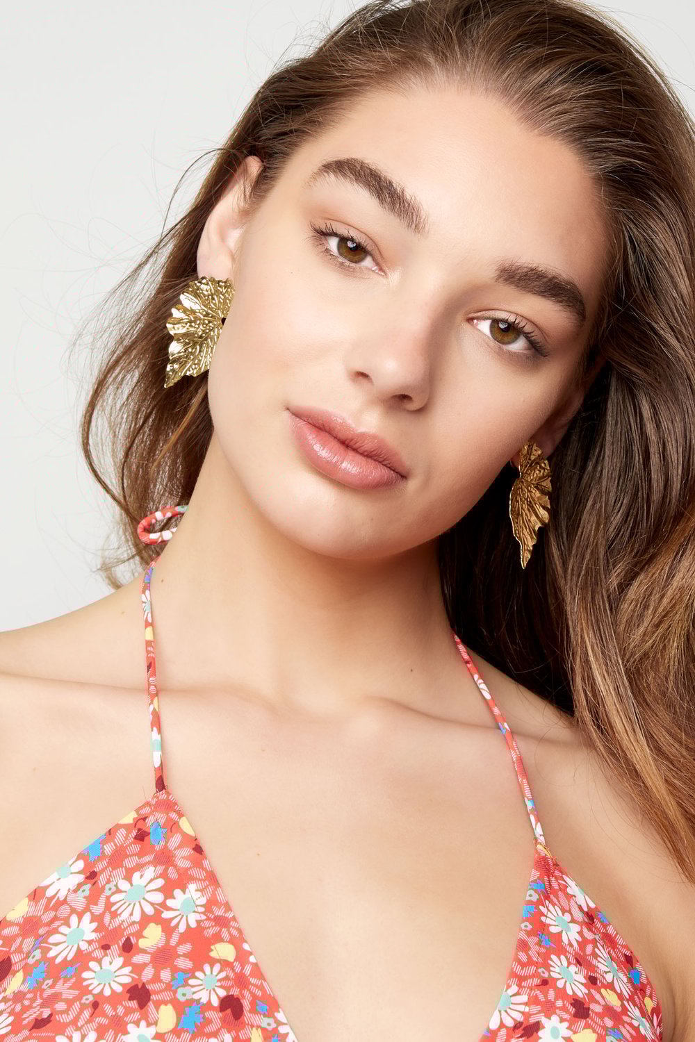 Earrings statement leaves - Gold Color Metal Picture2