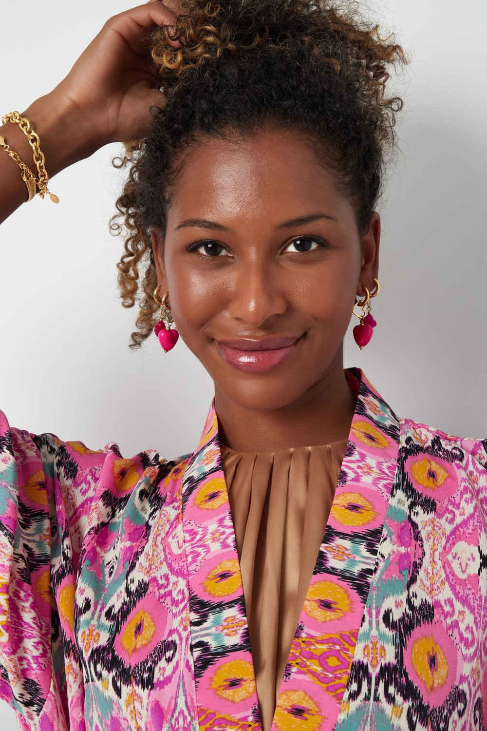 Ohrring Doppelherzen rosa  h5Bild2