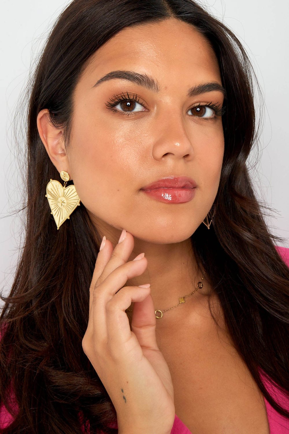 Earrings large heart charm - Silver Color color h5Picture2