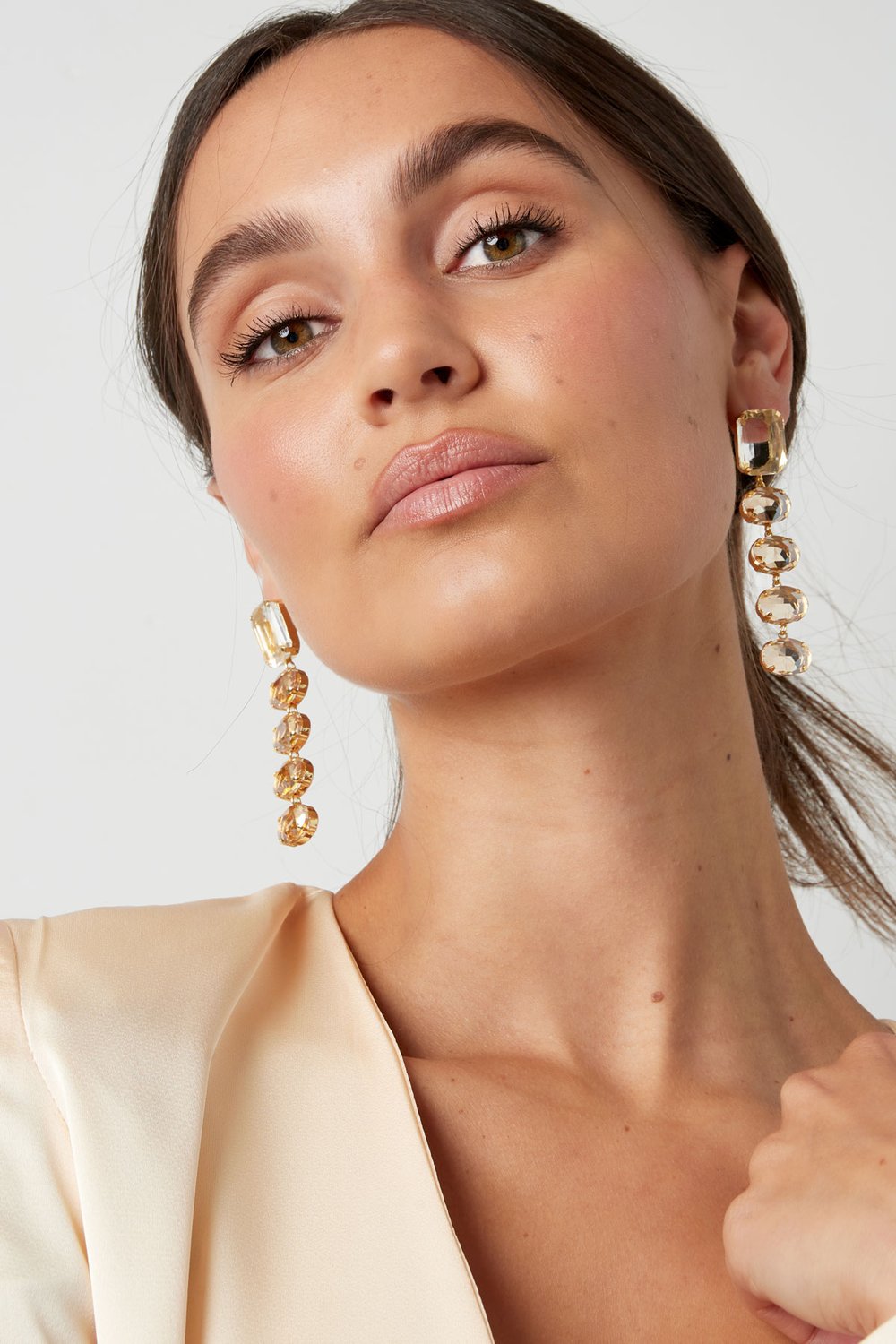 Pendientes perlas de vidrio fiesta - Color dorado Cobre h5Imagen2