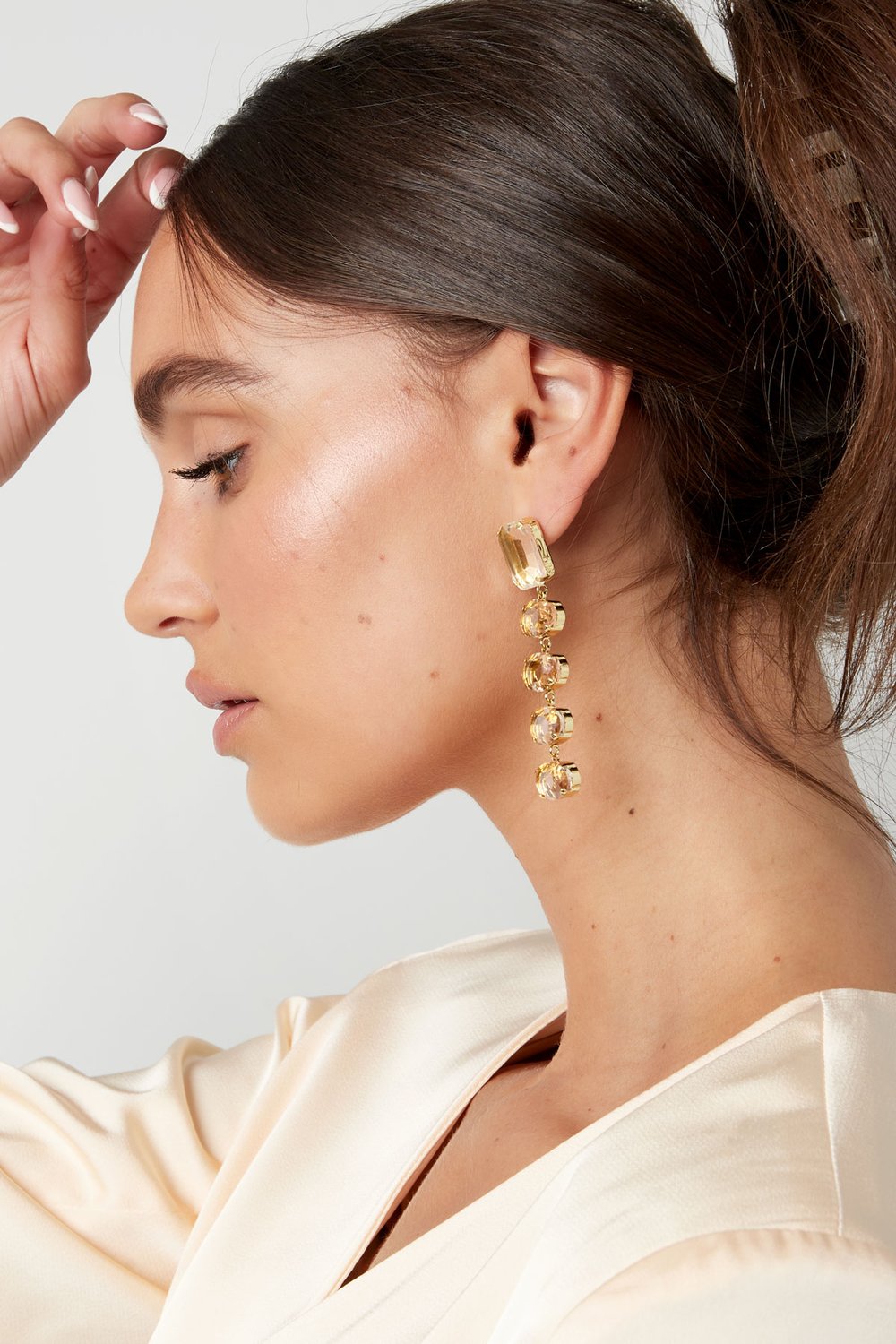 Pendientes perlas de vidrio fiesta - Color dorado Cobre h5Imagen3