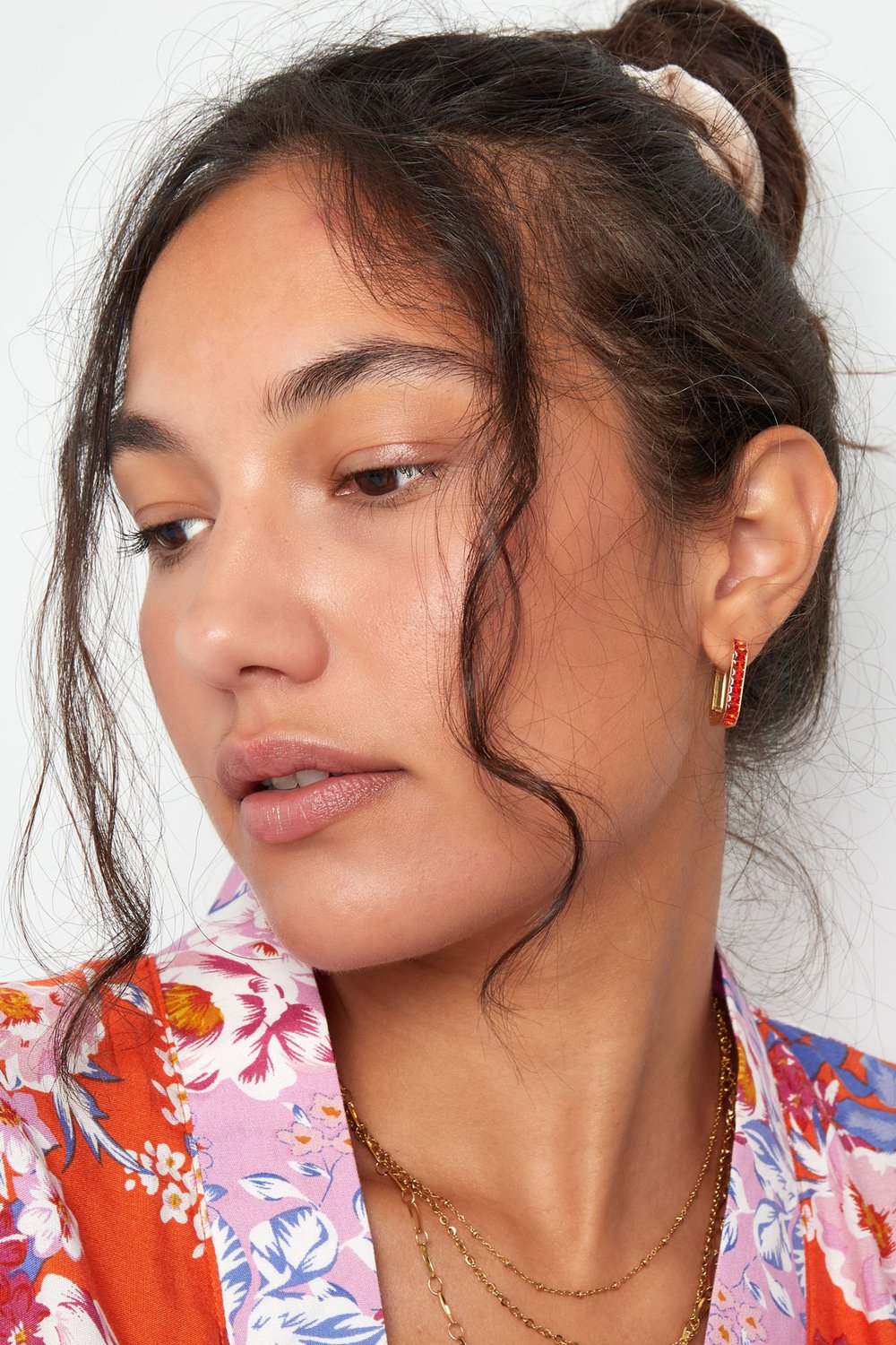 Earrings elongated stones - Gold color/white h5Picture4