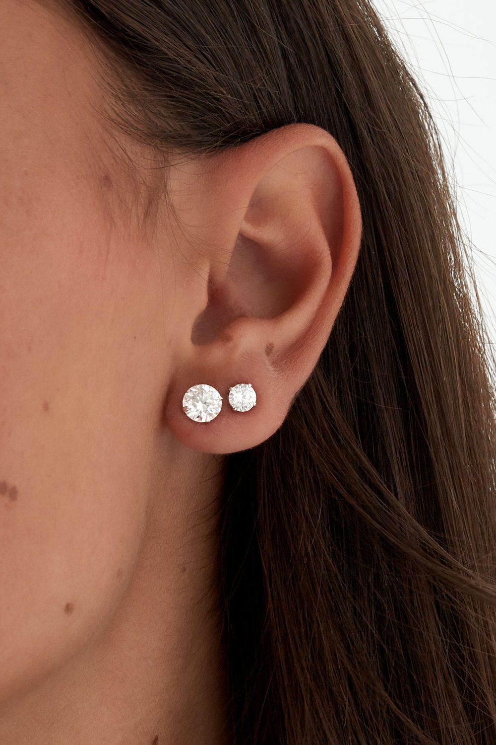 Ear studs round stone - Silver Color color h5Picture3