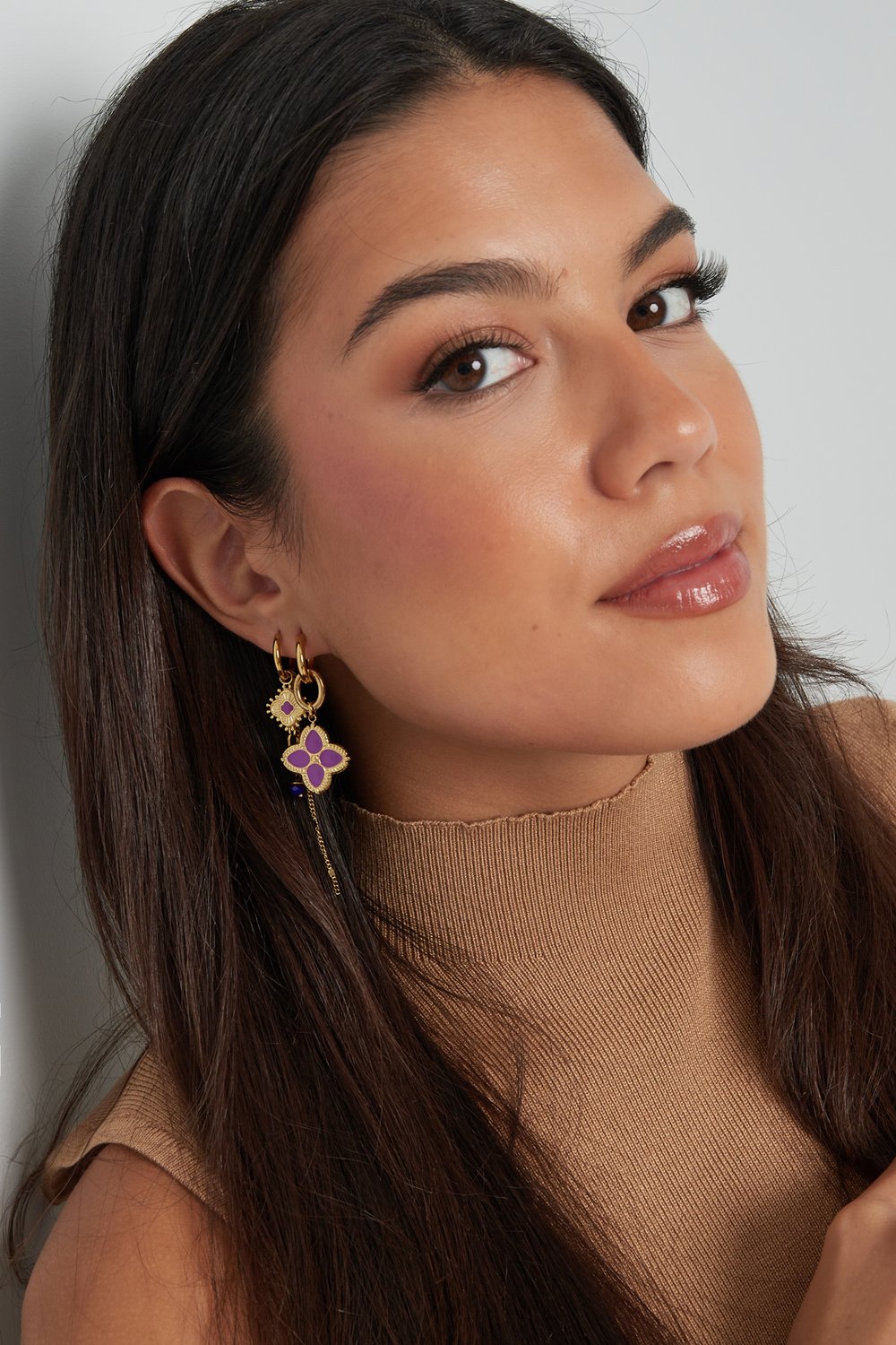 Earrings graceful party - Gold color/pink h5Picture4