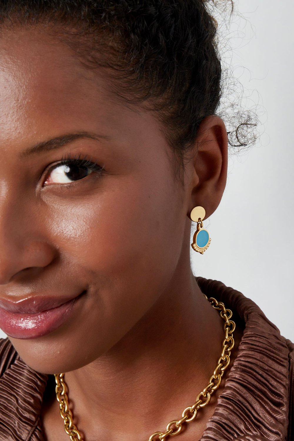 Earrings elegant with color - gold/white Picture3