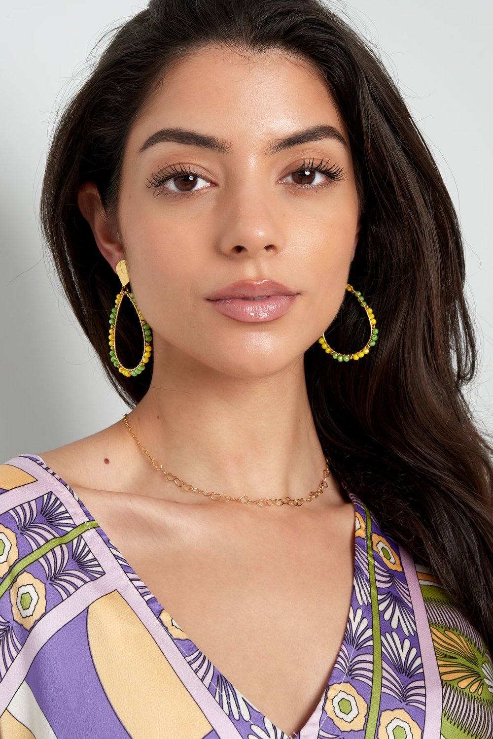 Earrings drop beads - Gold color/orange h5Picture2