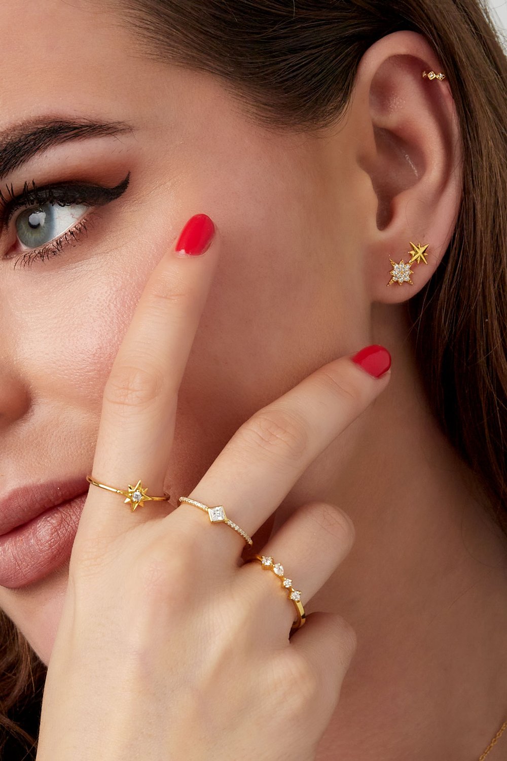 stud earrings star stone - 925  Picture2