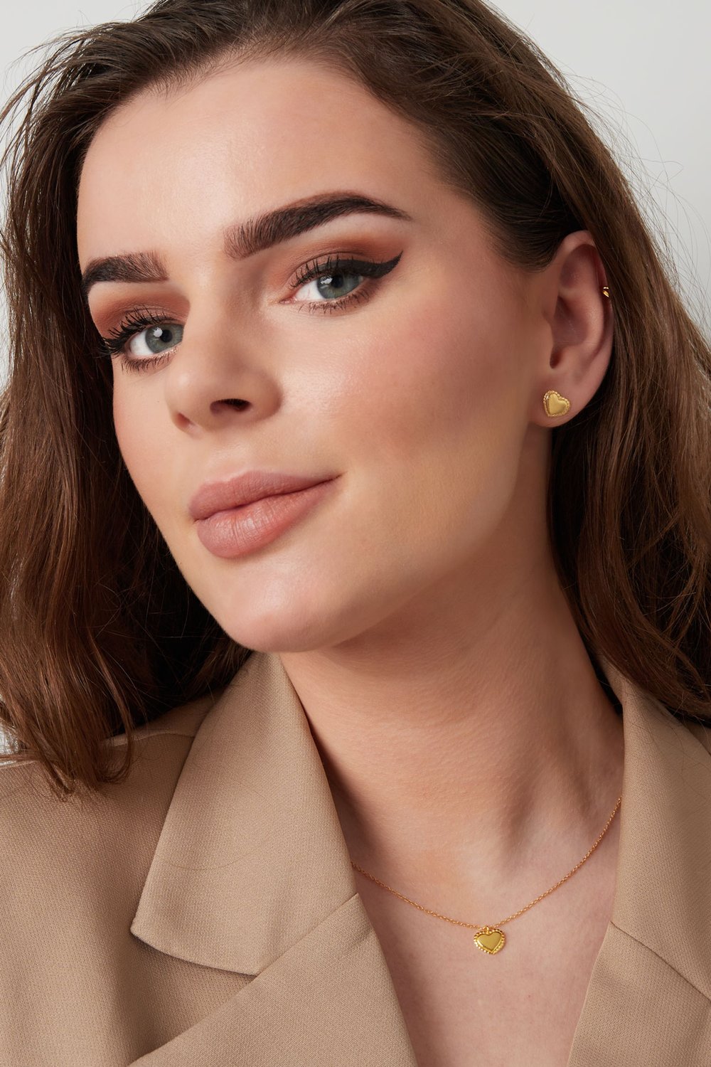 earring stud double heart - 925  Picture2